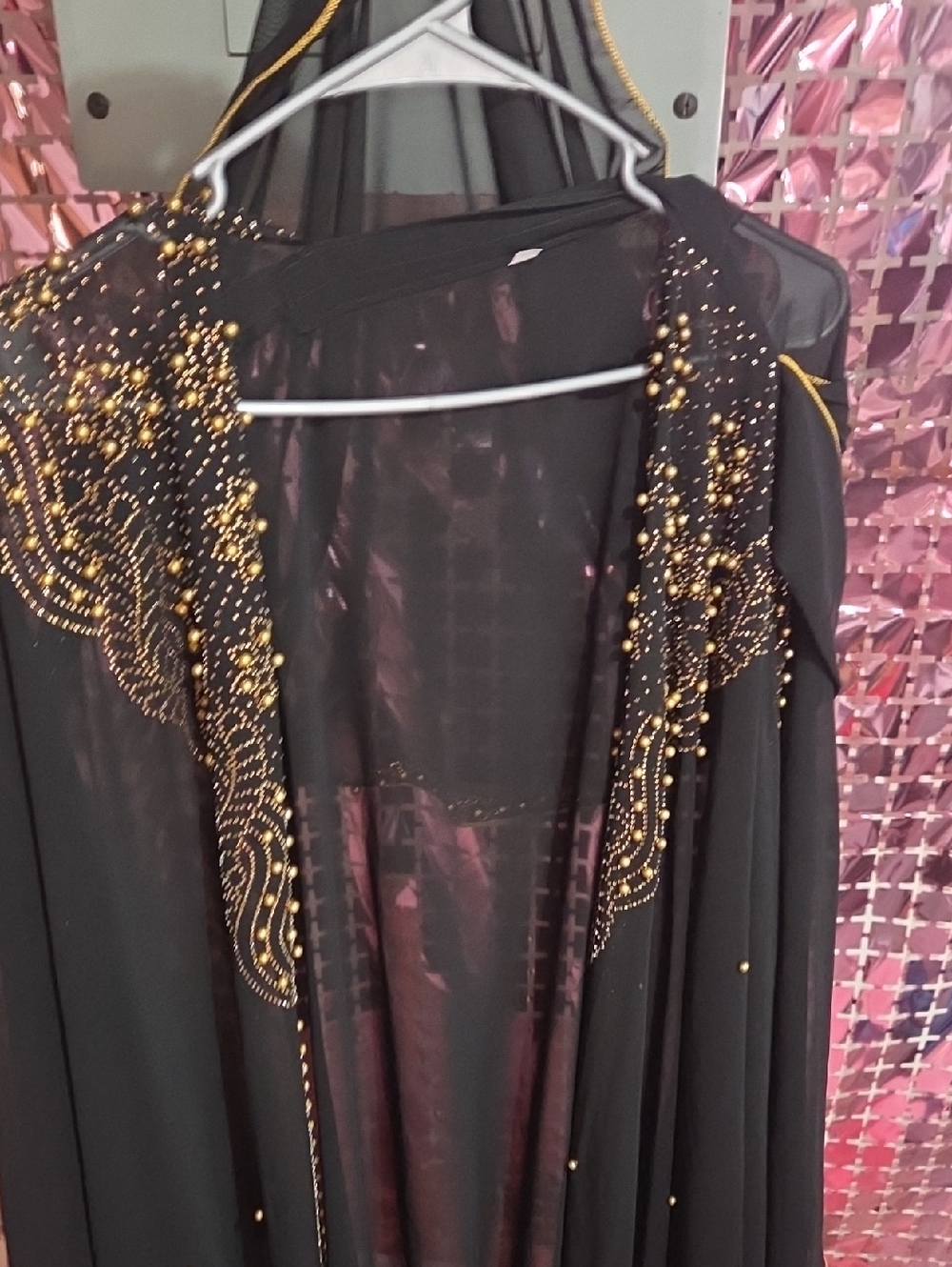 Black Beaded Women's Swim Coverup - Elegant Gold Accent